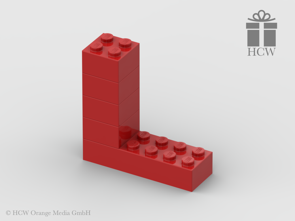 Buchstabe L aus LEGO® Steinen (Höhe 5 Steine)