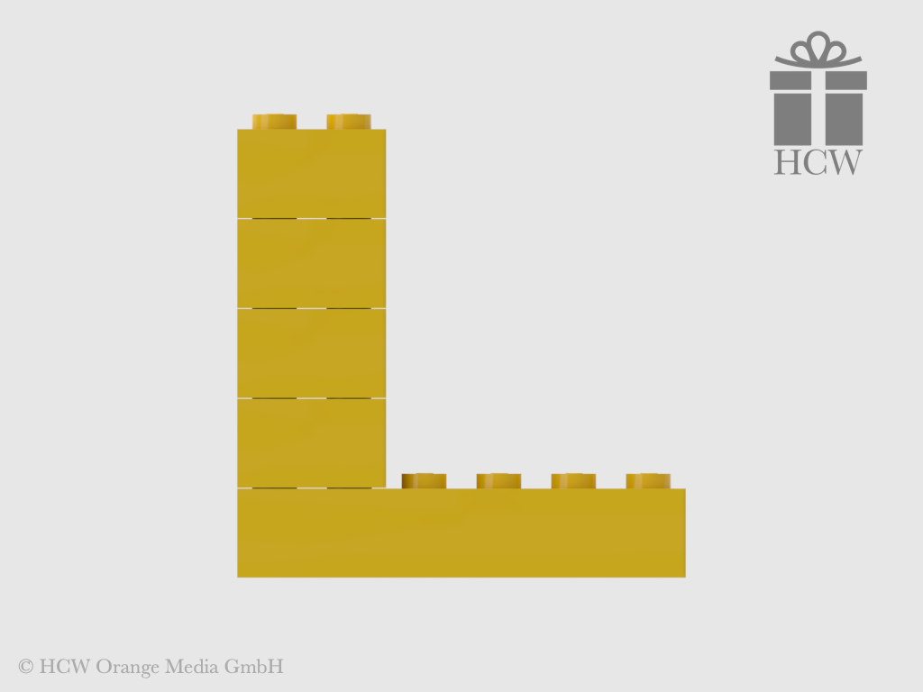 Buchstabe L aus LEGO® Steinen (Höhe 5 Steine)