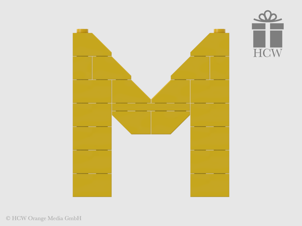 Buchstabe M aus LEGO® Steinen (Höhe 7 Steine)