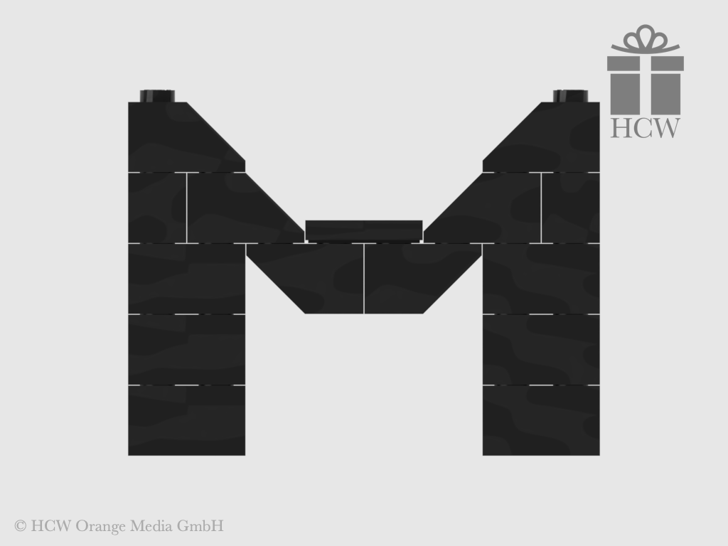 Buchstabe M aus LEGO® Steinen (Höhe 5 Steine)