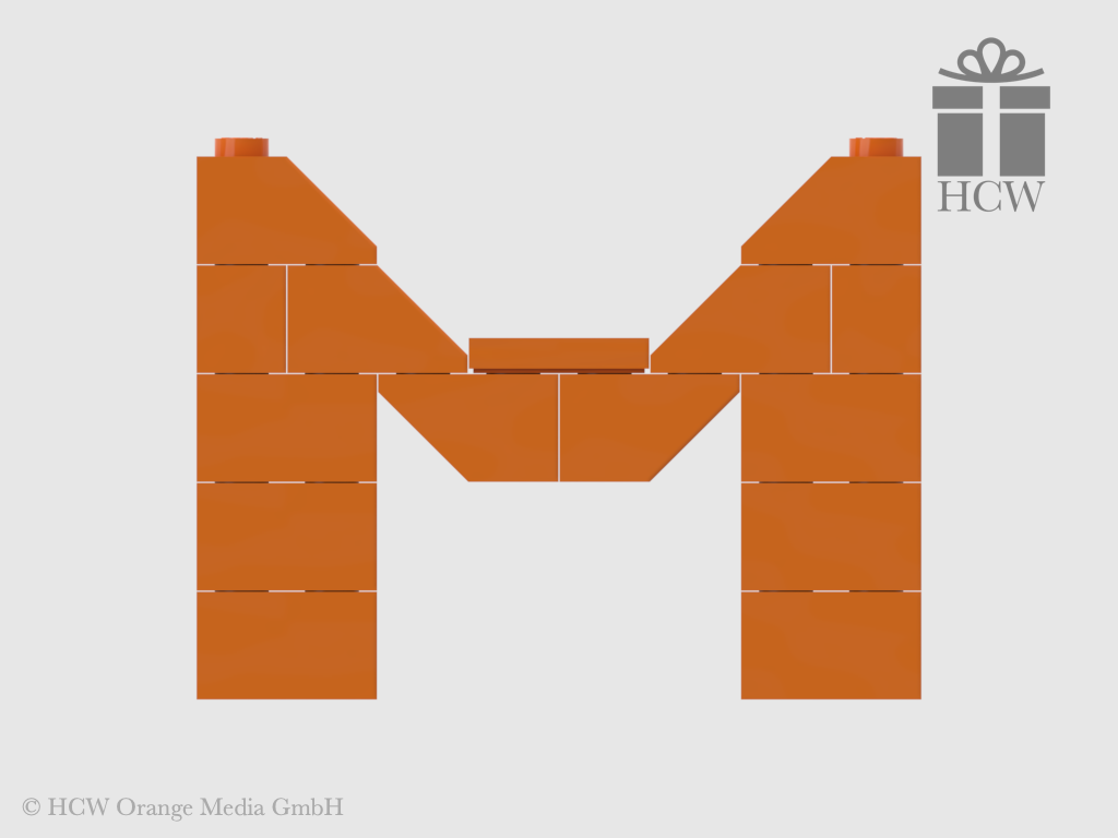 Buchstabe M aus LEGO® Steinen (Höhe 5 Steine)