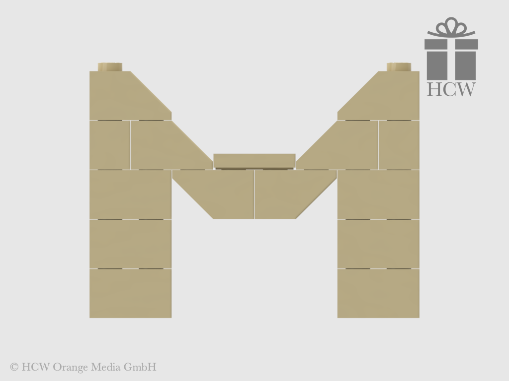 Buchstabe M aus LEGO® Steinen (Höhe 5 Steine)