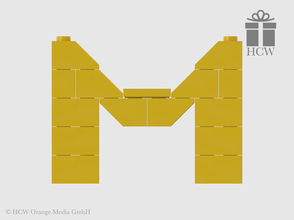 Buchstabe M aus LEGO® Steinen (Höhe 5 Steine)