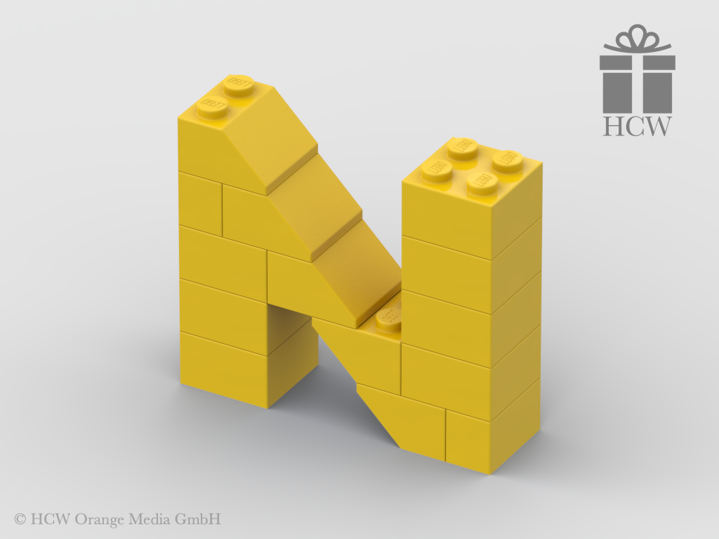 Buchstabe N aus LEGO® Steinen (Höhe 5 Steine)