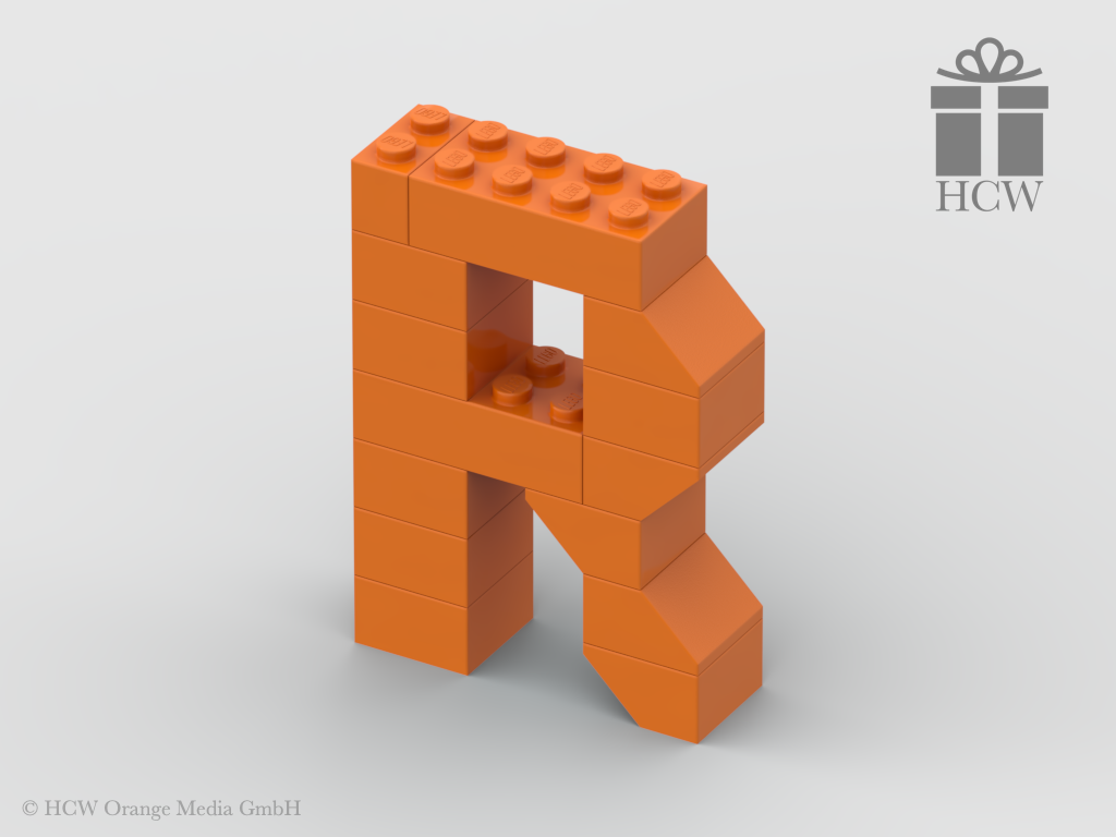 Buchstabe R aus LEGO® Steinen (Höhe 7 Steine)