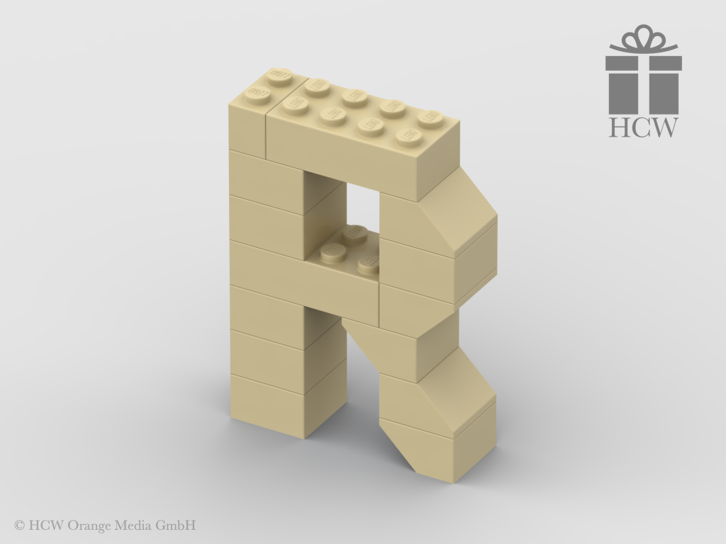 Buchstabe R aus LEGO® Steinen (Höhe 7 Steine)