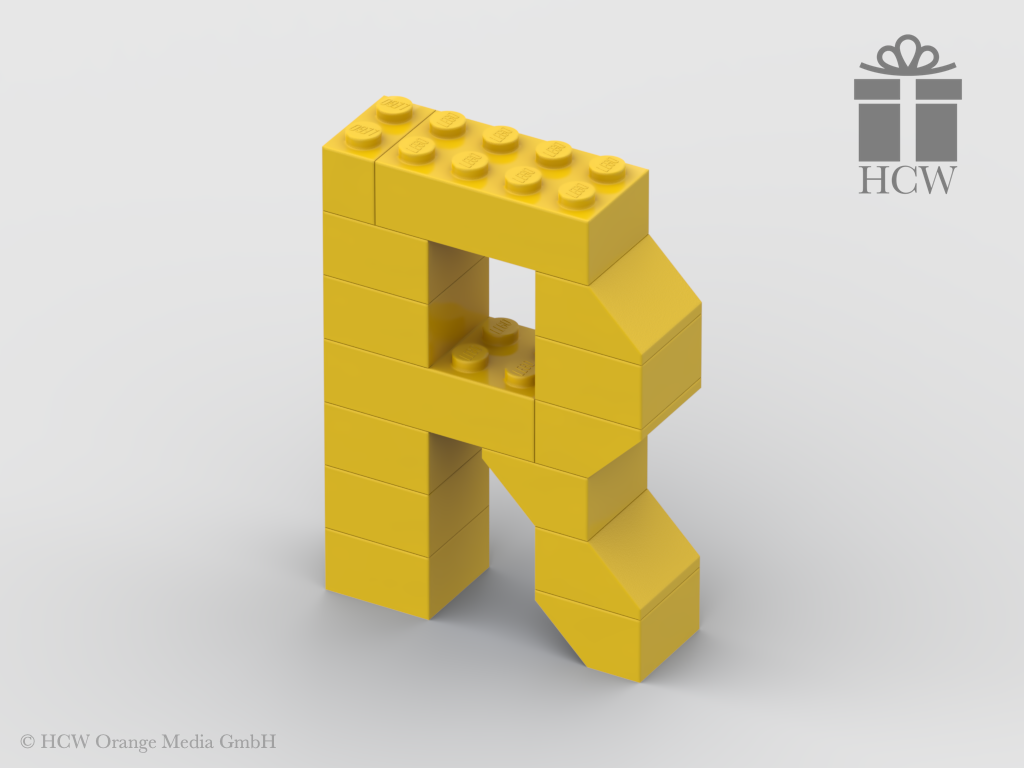 Buchstabe R aus LEGO® Steinen (Höhe 7 Steine)