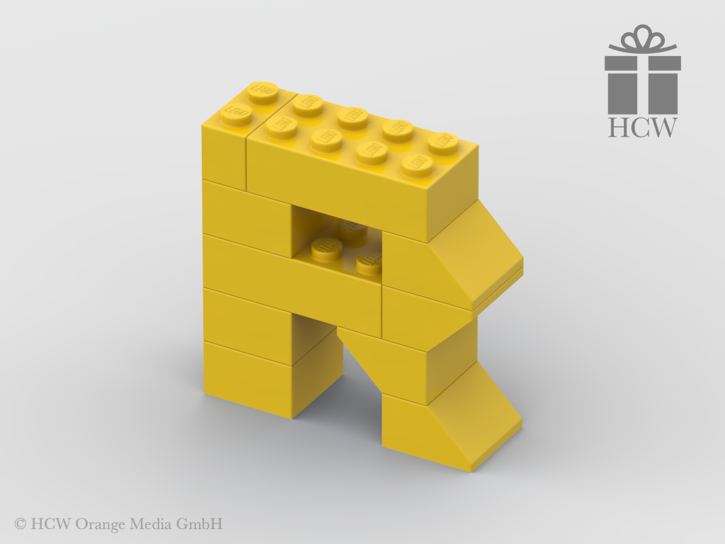 Buchstabe R aus LEGO® Steinen (Höhe 5 Steine)