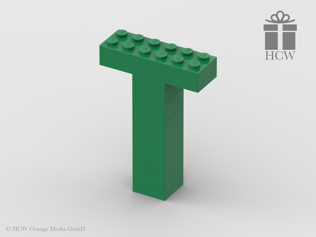 Buchstabe T aus LEGO® Steinen (Höhe 7 Steine)