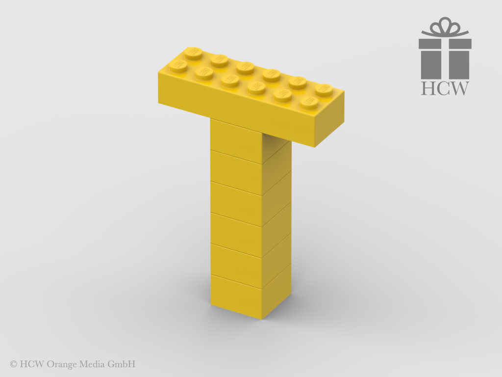 Buchstabe T aus LEGO® Steinen (Höhe 7 Steine)