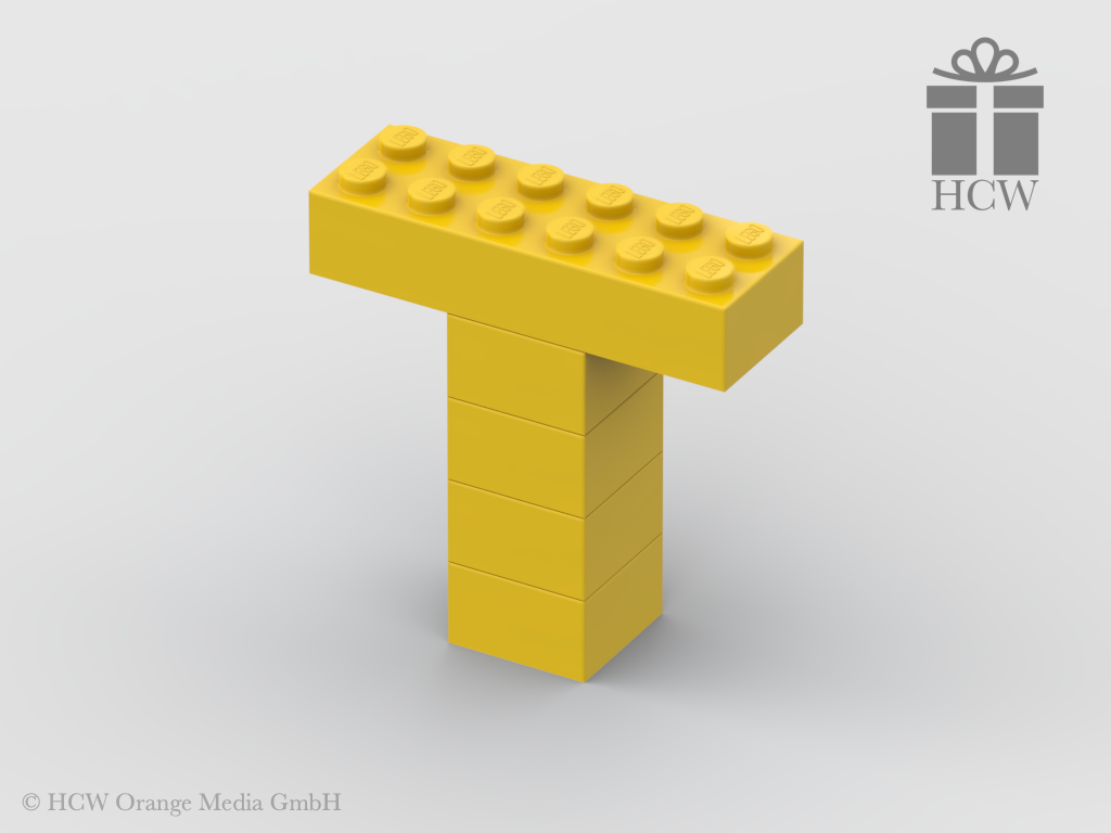 Buchstabe T aus LEGO® Steinen (Höhe 5 Steine)