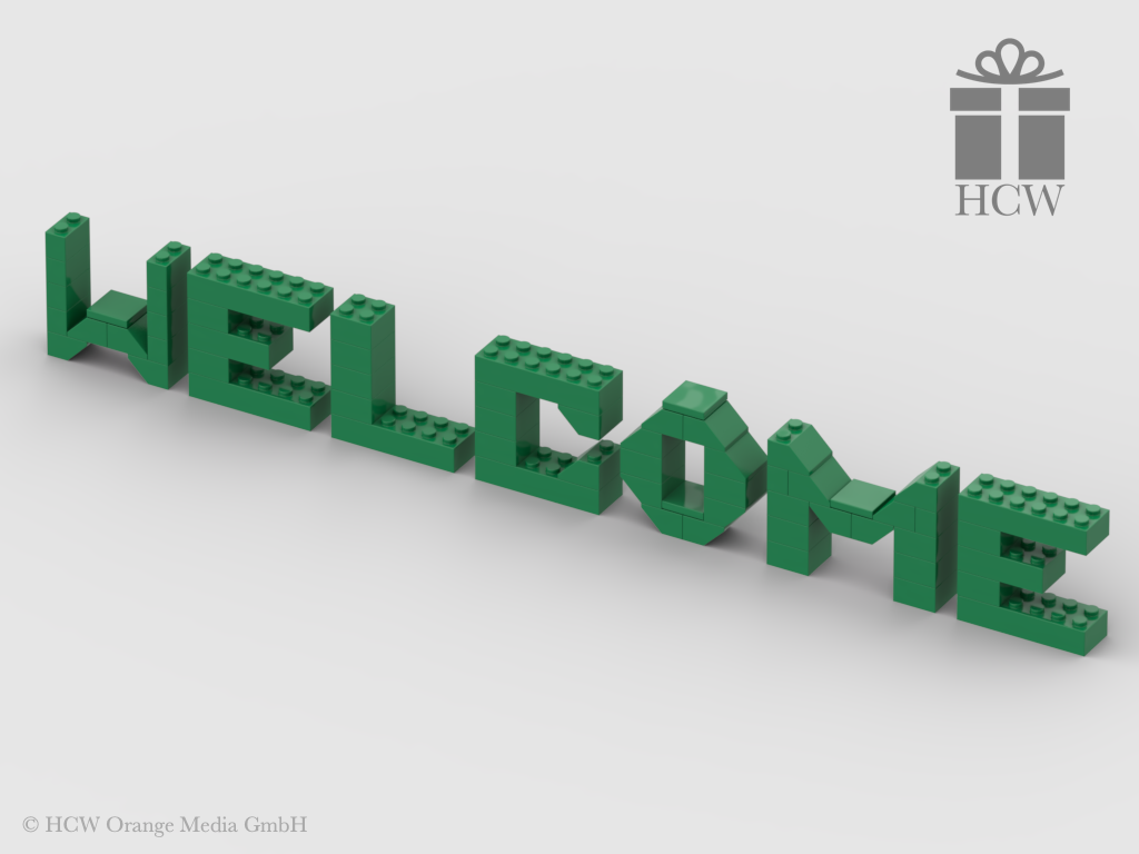 Welcome Slogan aus LEGO® Steinen (Höhe 5 Steine)