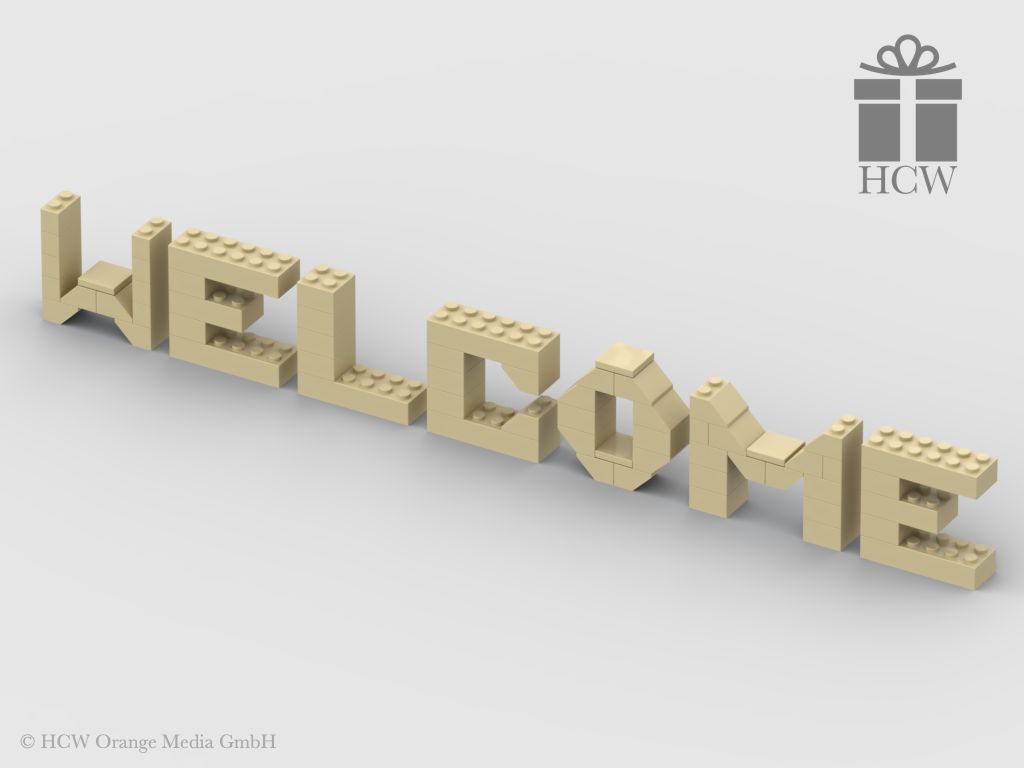 Welcome Slogan aus LEGO® Steinen (Höhe 5 Steine)