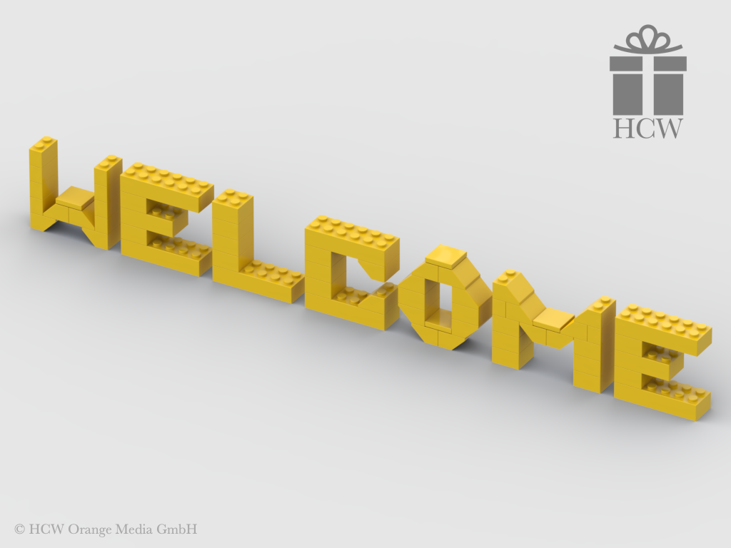 Welcome Slogan aus LEGO® Steinen (Höhe 5 Steine)