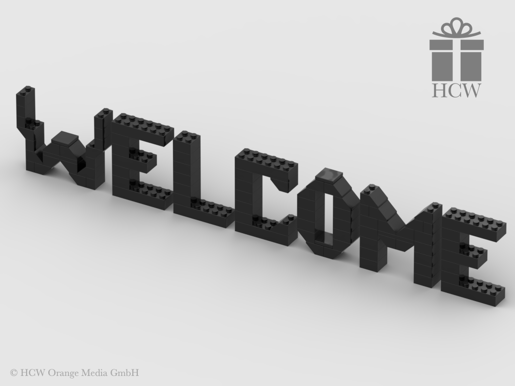 Welcome Slogan aus LEGO® Steinen (Höhe 7 Steine)