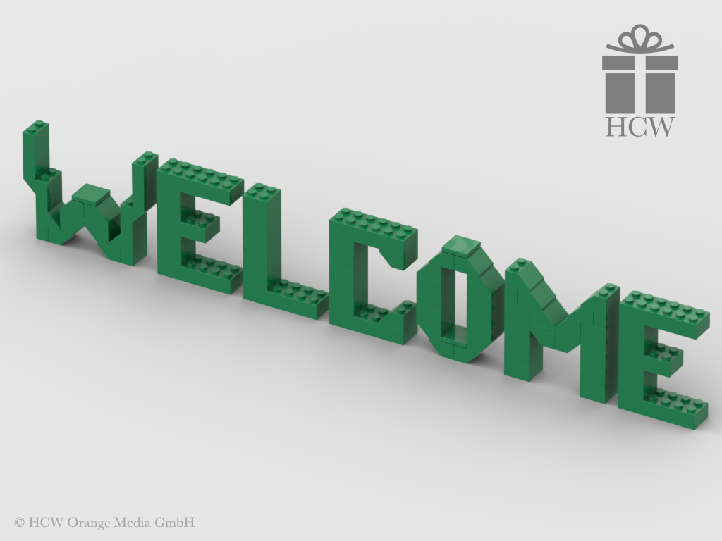 Welcome Slogan aus LEGO® Steinen (Höhe 7 Steine)