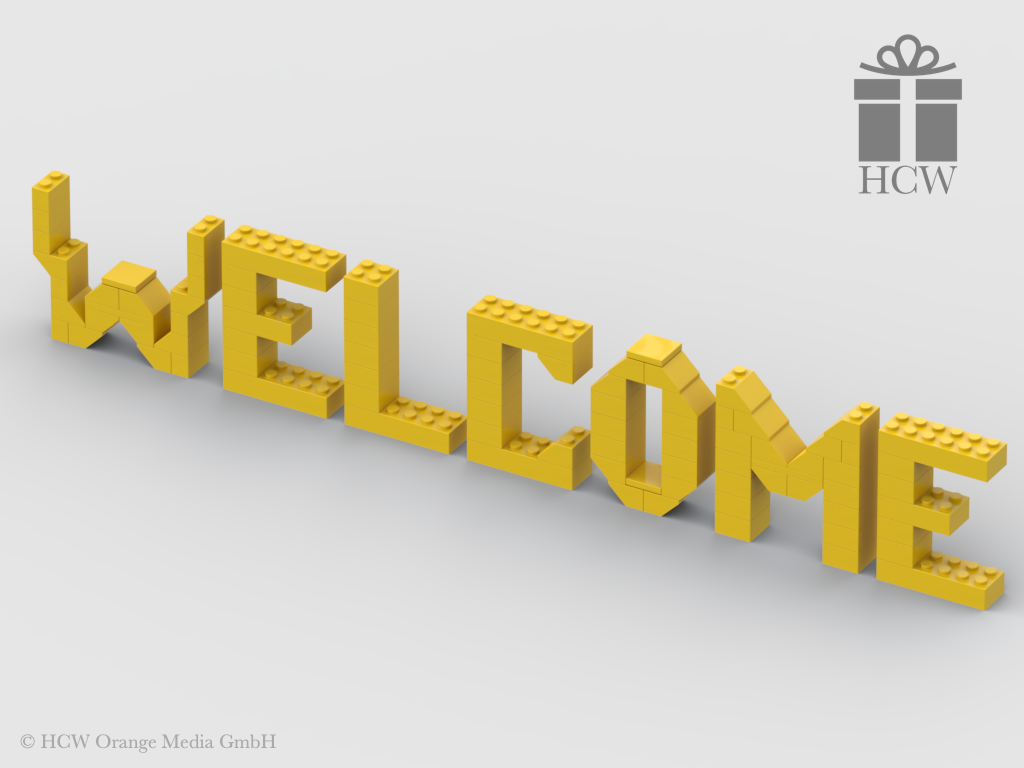 Welcome Slogan aus LEGO® Steinen (Höhe 7 Steine)